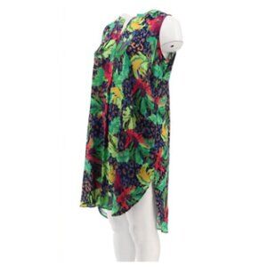 Attitudes Renee V-Neck Sleeveless Duster Tunic Navy Leopard Leaf